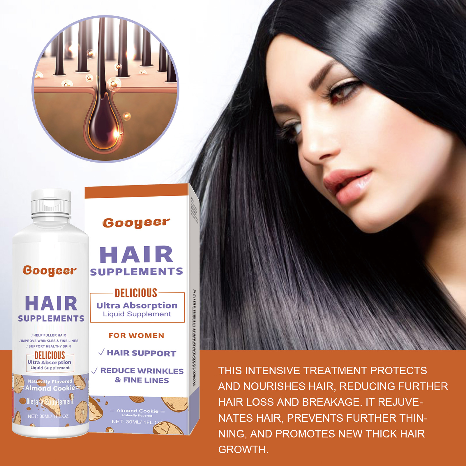 Hair Thickening Supplement Oral Drops Scalp Nourishing For Healthier Fuller Looking Hair Daily Care