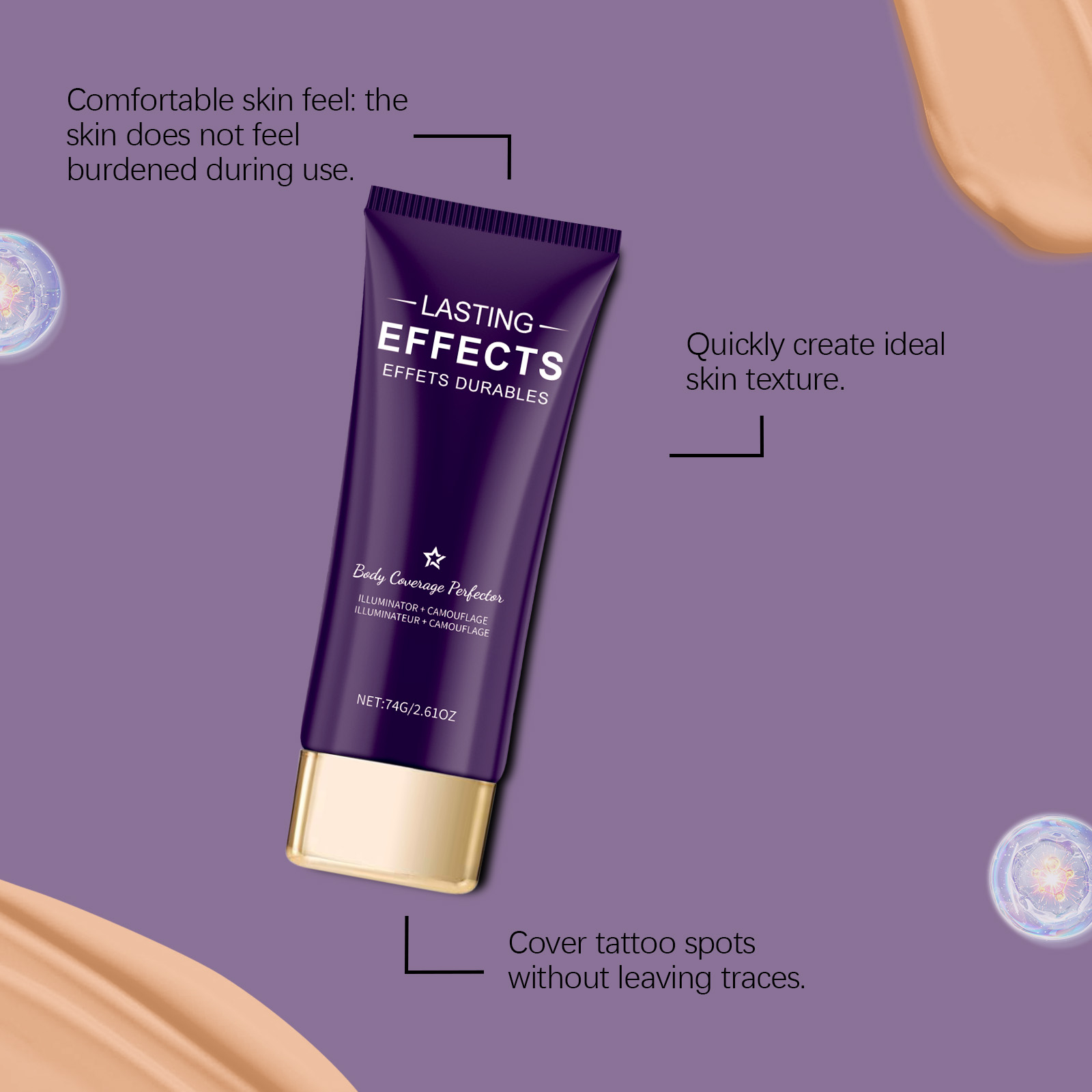 Natural Skin Tone Concealer Cream Waterproof Long Lasting Coverage For Tattoos Scars And Body Imperfections 74g