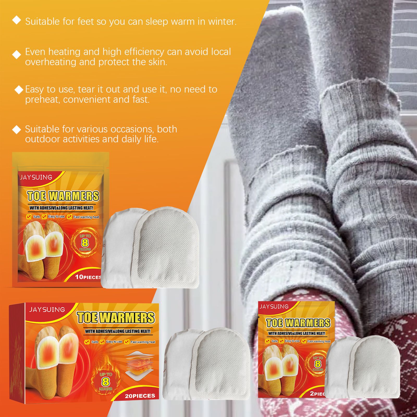 Self Heating Foot Warmers Box Pack Disposable Heat Patches For Winter Foot Warmth