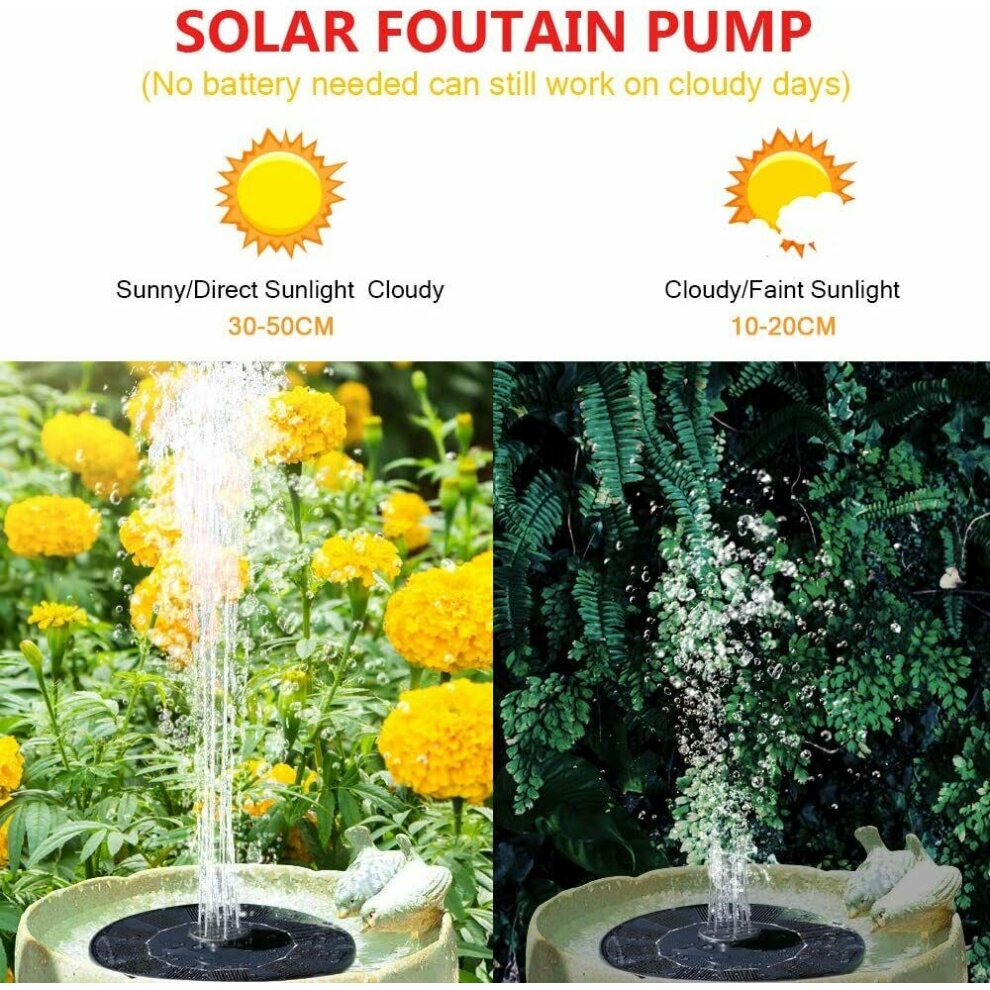 Solar Powered Fountain Bird Bath Water Pump Floating Pond Garden Pool Outside UK