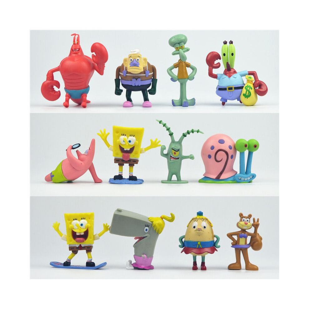 12PCS SpongeBob Action Figure SquarePants Patrick Sandy Gary Cake Topper Toys