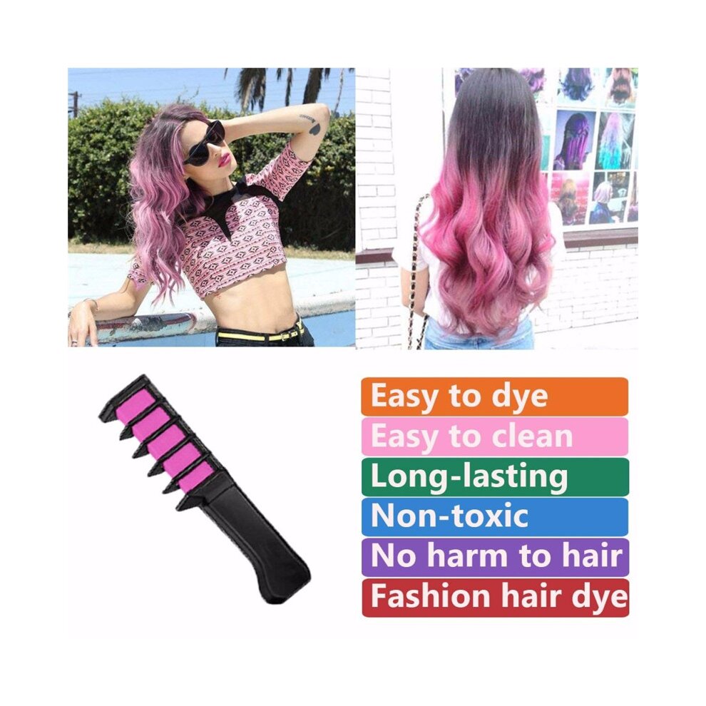 6 Colors Hair Dye Comb Brush Personal Salon Temporary Crayons Hair Dyeing Tool