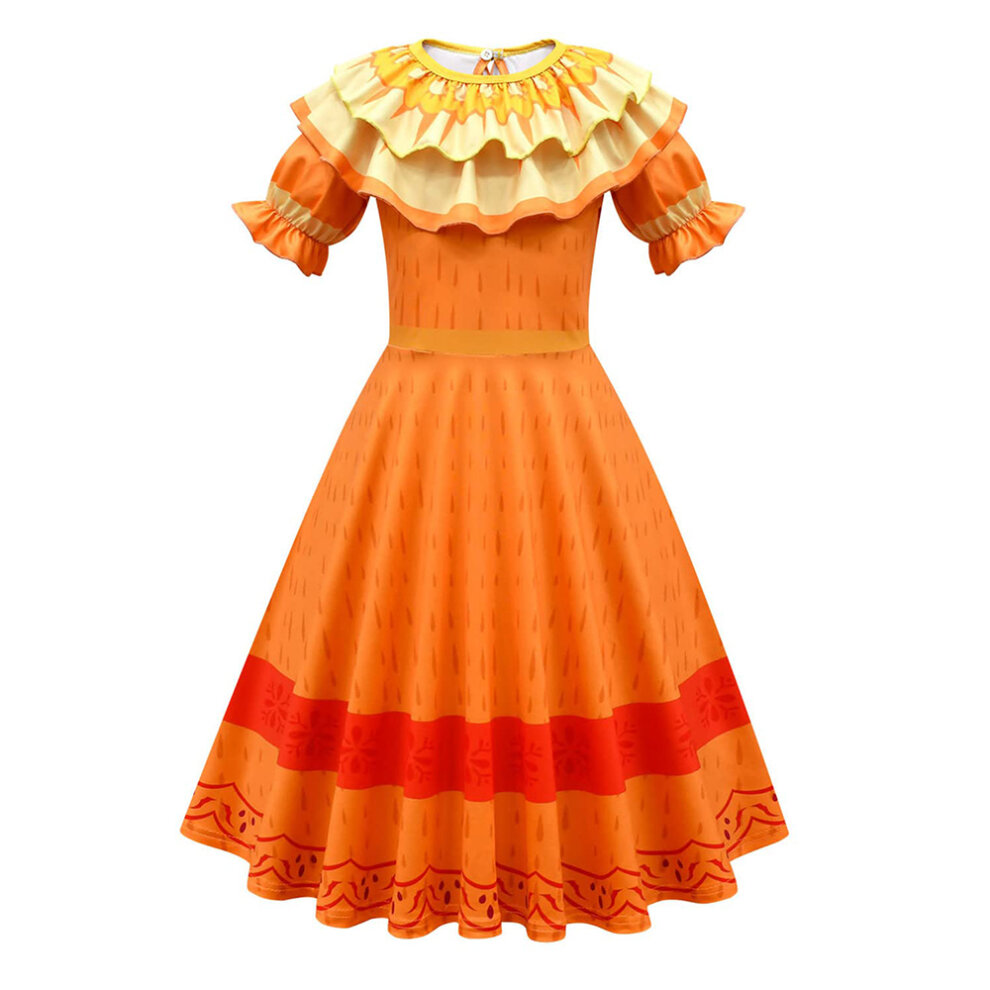 (6-7 Years) Kids Girls Encanto Pepa Birthday Party Dress Cosplay Costume Princess Hallow