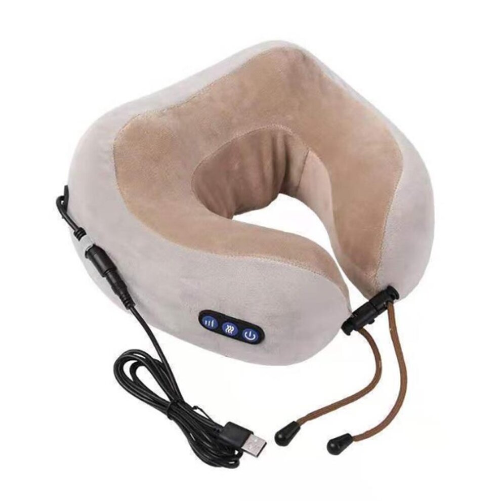 Electric Neck Massagers Heating Rechargeable Memory U-shape Pillow Multifunctional Machine Shoulder Cervical Vertebrae Kneading Massager Health Care Relaxation Tool Soft Sleeping Rest Cushion for Travel Office Plane Train Car Home