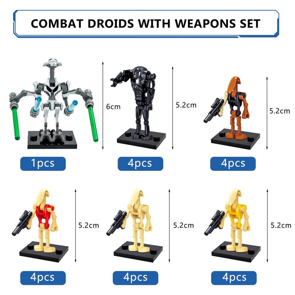 (21 Pcs Set) Star Wars Building Block Sets Toys Mini Bricks Figures Minifigures Battle Droid Toys Collectibles For Boys Fans Gifts Fit Lego