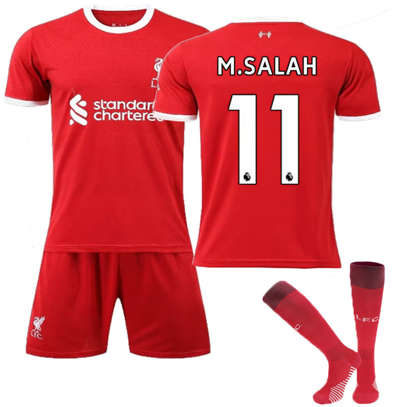 (4~5 Years) M.SALAH#11 LFC Home Football Kit Jersey Teens Kids Boys Football Kit Sport