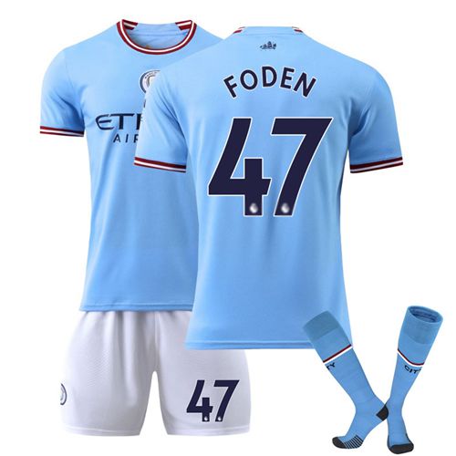 #47 Foden 2223 Kids Boys Football Full Kits Boys Soccer Training Suit