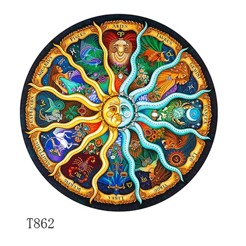 12 Constellations Round Jigsaw Puzzle Circular Puzzle Stress Reliever Difficult Challenge Puzzle