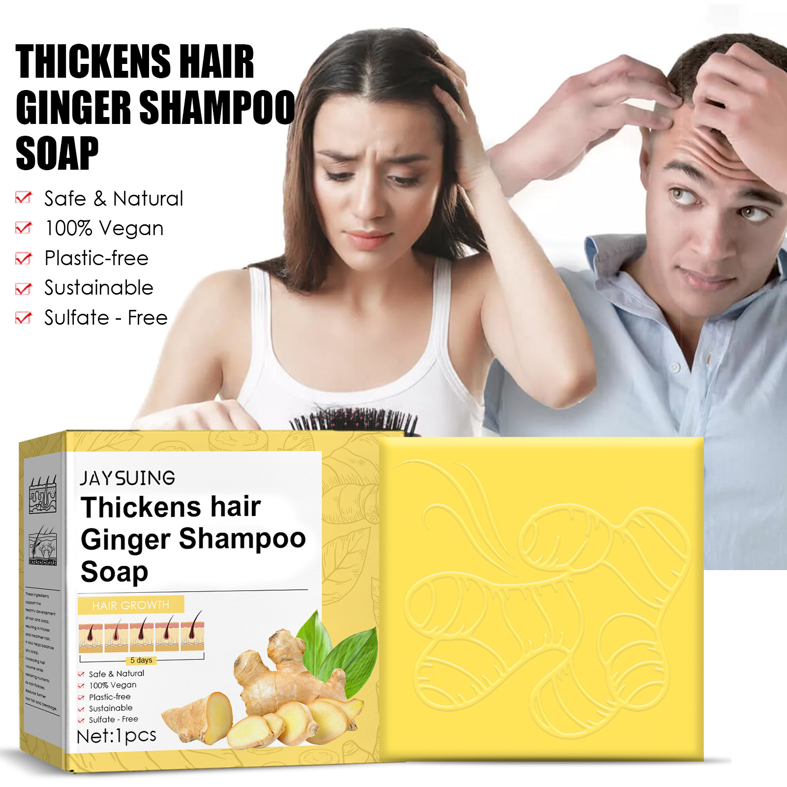 Hair Growth Shampoo Soap Herbal Hair-Growth Soap Bar Anti Hair Loss Promotes Thicker Stronger Hair