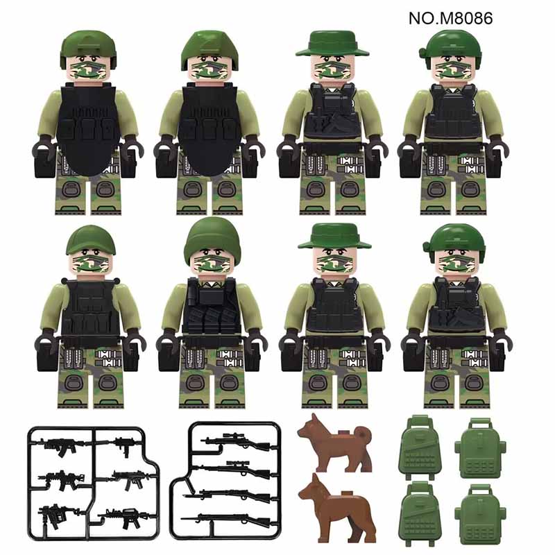 8pcs City Police Military Figures Set Special Forces Mini Building Blocks