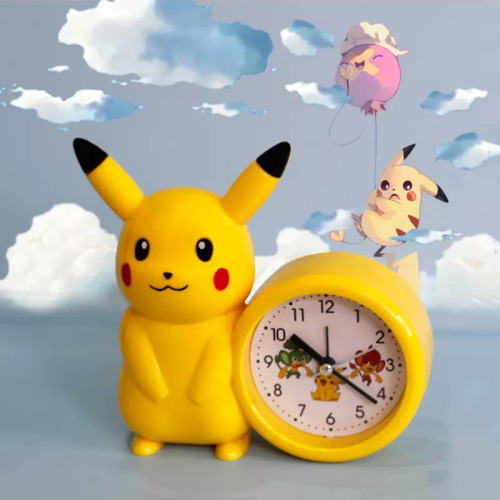 Pokemon Pikachu Figure Anime Cartoon Toys Alarm Clock Kawaii Model Birthday Gifts for Student Kids