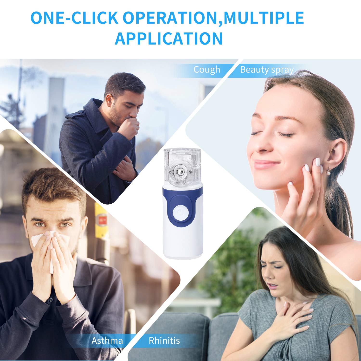 (Grey) Portable Inhaler Machine Handheld Steam Vaporizer Ultrasonic Respirator Machine Cool Mist Travel Inhaler for Adults and Kids