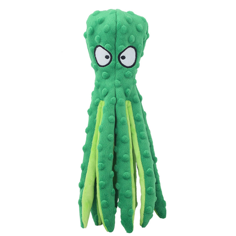 (Blue) Squeaky Dog Interactive Play Toy,No Stuffing Octopus Dog Chew Toy with Crinkle Paper for Medium and Large Dog Playing