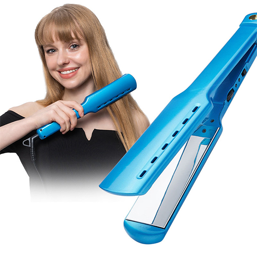 Nano Titanium Flat Iron Hair Straightener Flat Iron Electric Wide Plate Hair Straighteners for Professional Salon Results and All Hair Types Blue
