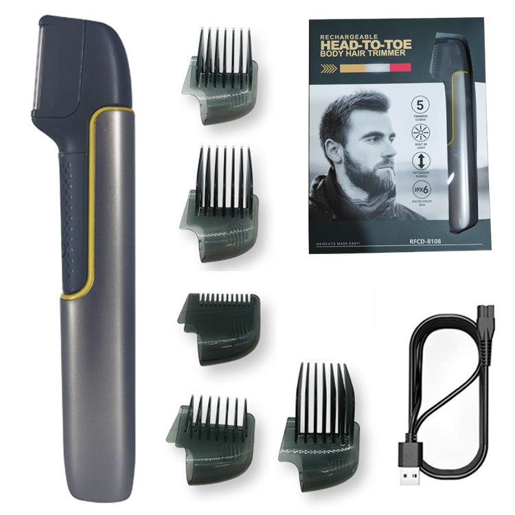 Waterproof USB Rechargeable Body Hair Trimmer for Men Telescopic Shaver