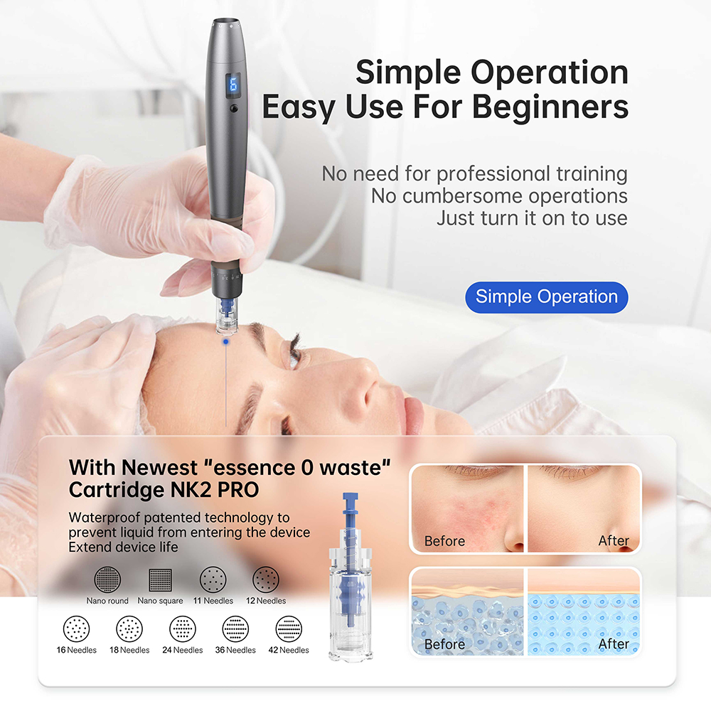 (F8S Microneedling Pen) F8S Derma Pen Microneedling Pen Anti Aging Anti Wrinkle Device Inductive Therapeutical Instrument Face Electric Micro Needle Pen Digital Display