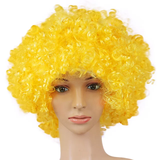 (Orange) Clown Wig Colorful Afro Curly Wig Cosplay for Men Women Mardi Gras Costume Party Wig Children and Adults Explosive Head Wig Funny Hair Props One Size