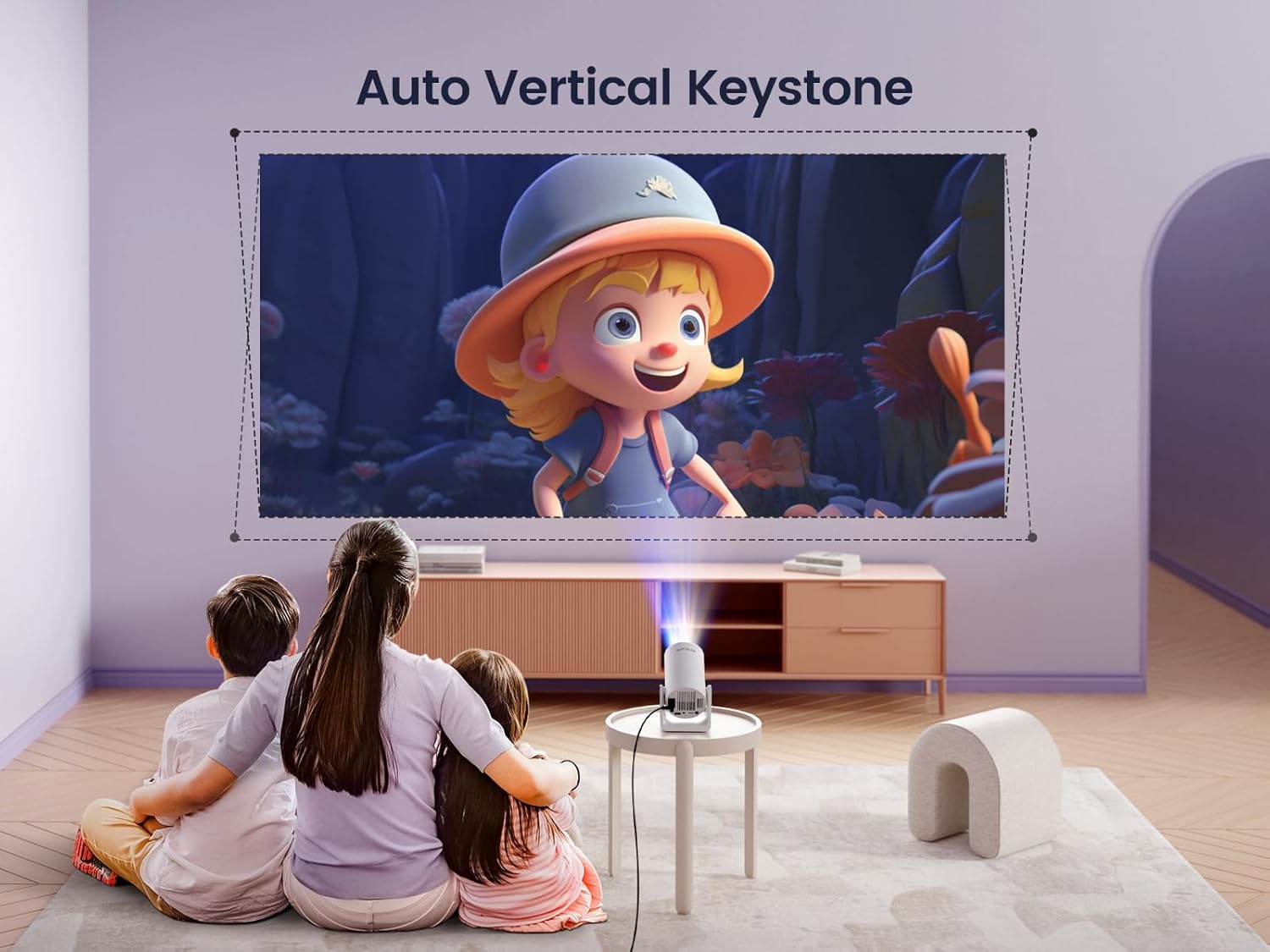 Mini Projector Auto Keystone Short Throw 15000 Lumen WiFi Bluetooth Portable Phone Projector 4K Full HD 1080P Supported  Rotatable Outdoor Home Cinema Video Projector for TV Stick PS5