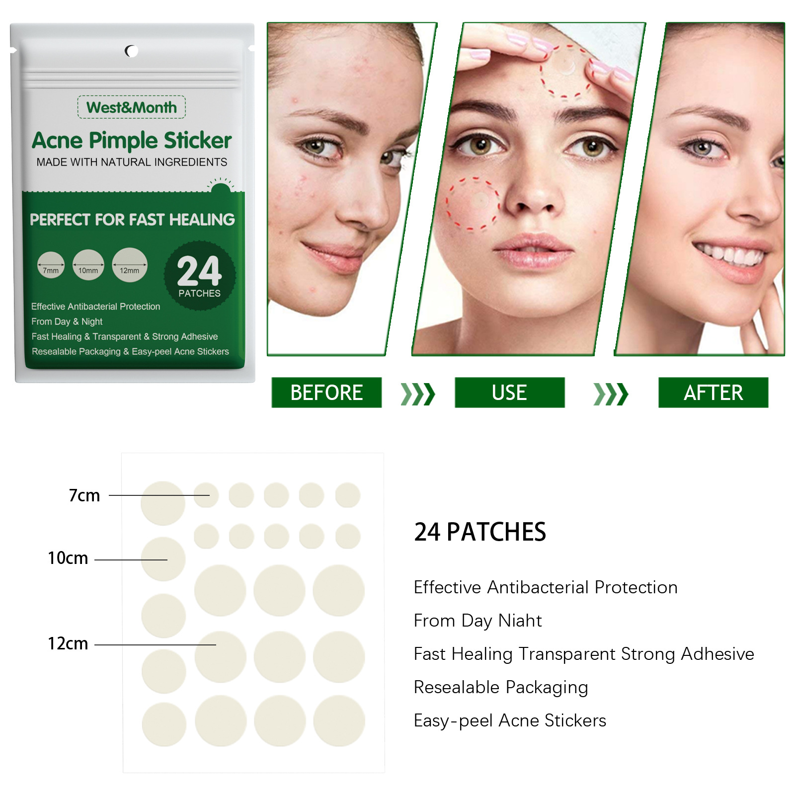 (24pcs Acne Pimple Patch Sticker) Acne Pimple Patch Sticker Invisible Concealer Acne Patch Light Breathable Suction Pus Suction Liquid Acne Treatment Skin Care Facial Spot Blemish Remover