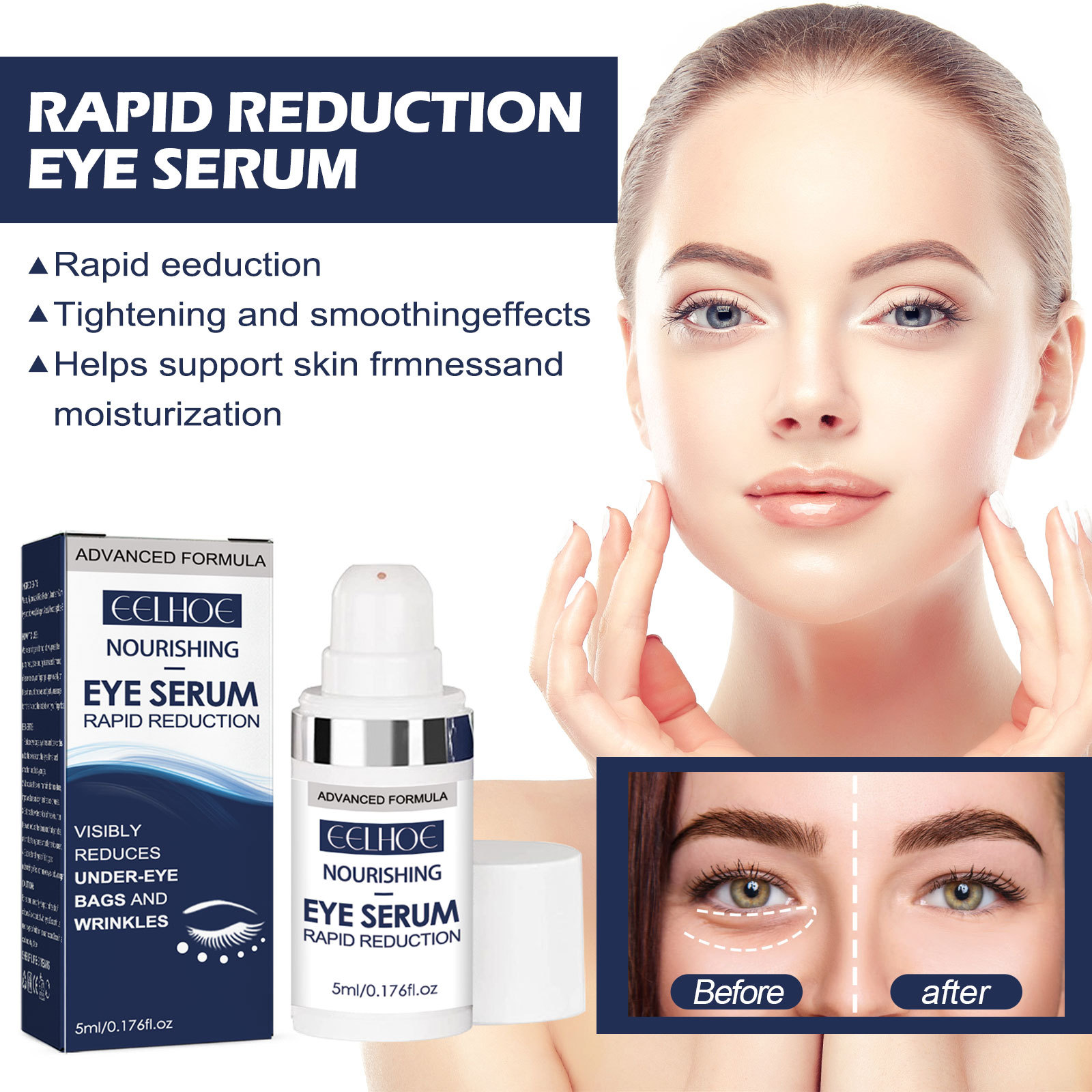 (1 PC) Anti Dark Circles Eye Serum Smooth Hydrates Lighten Eye Wrinkles Moisturize Fade Fine Lines Skin Lifting Firming Repair Roughness Anti Puffiness