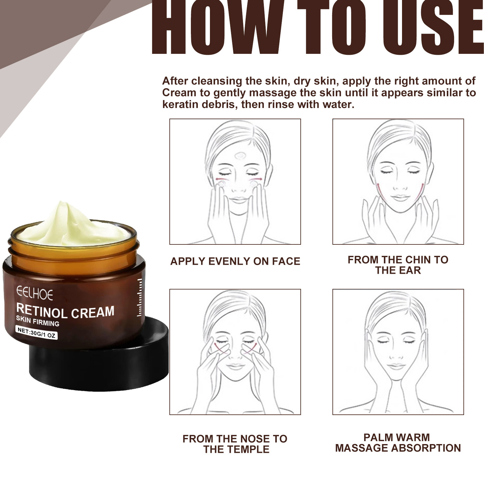 (1 PC) Retinol Face Cream Moisturizing Firming Lifting Anti Aging Fade Fine Lines Brightening Facial Skin Cream Skin Care Korean Cosmetics