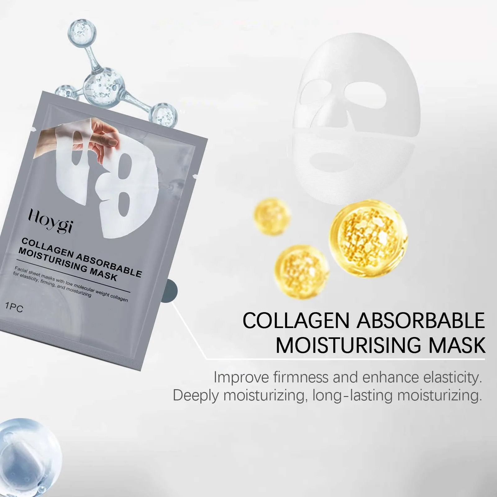 (4pcs Boxed) Collagen Face Mask Hydrating Firming Nourishing Shrinking Pores Fade Fine Lines Moisturizing Refreshing Hyaluronic Acid Sheet Mask Korean Skin Care