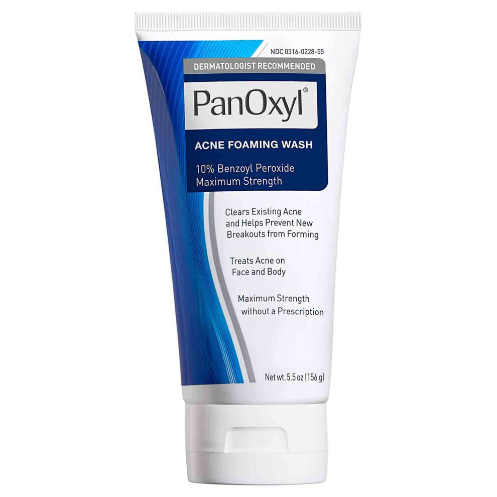 PanOxyl Acne Wash Foam 10 Percent Benzoyl Peroxide Maximum Strength 156g