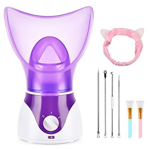 Facial Steamer for Face, Face Steamer for Facial Deep Cleaning, 2 Modes Facial Steamer for Unclogs Pores, Hydrating, Purple