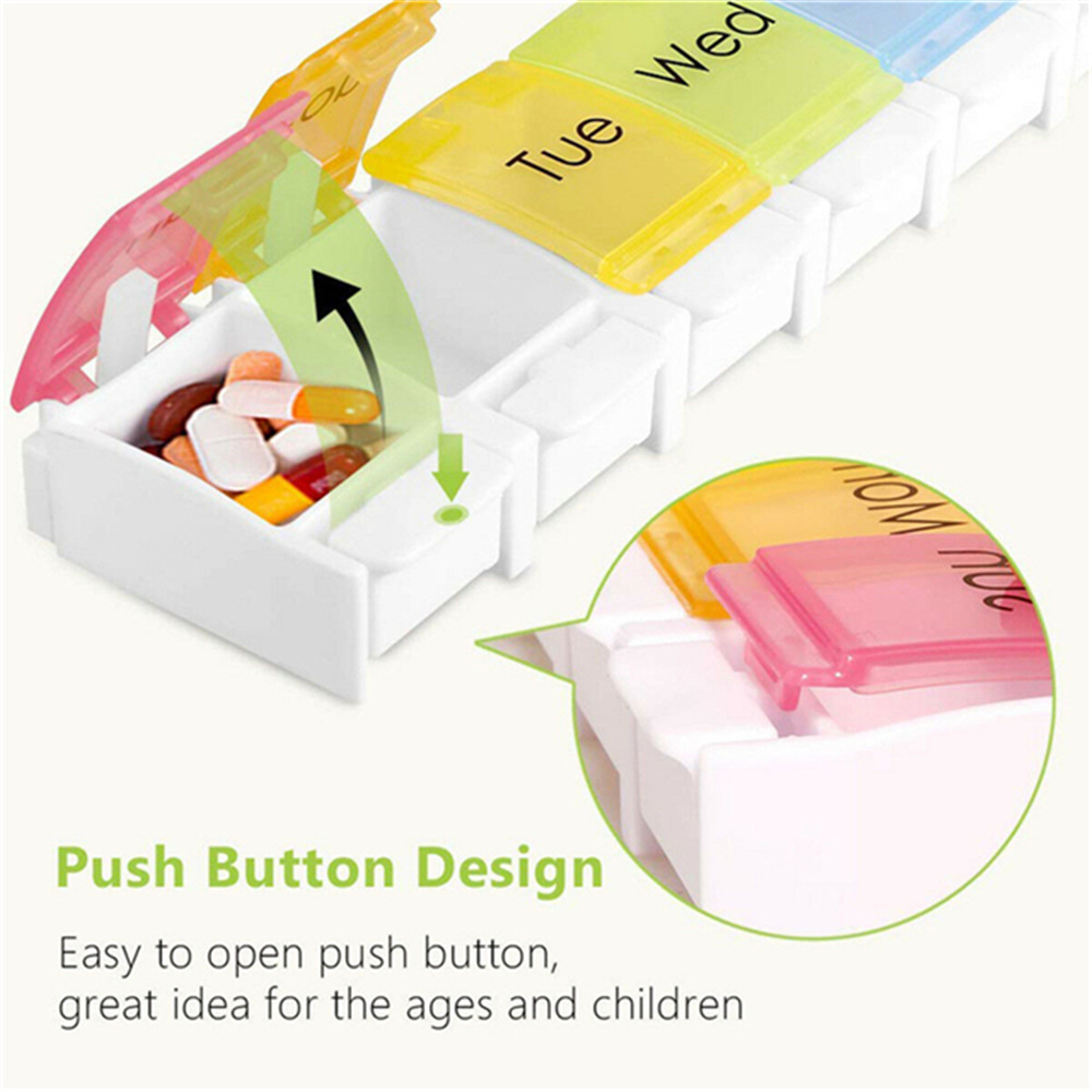 (2PCS) Pill Organizer Travel Weekly Pill Box 7 Day Portable Pill Case Daily Medicine Organizer 7 Compartments Pill Container for Vitamin Dispenser Medicine Fish Oils