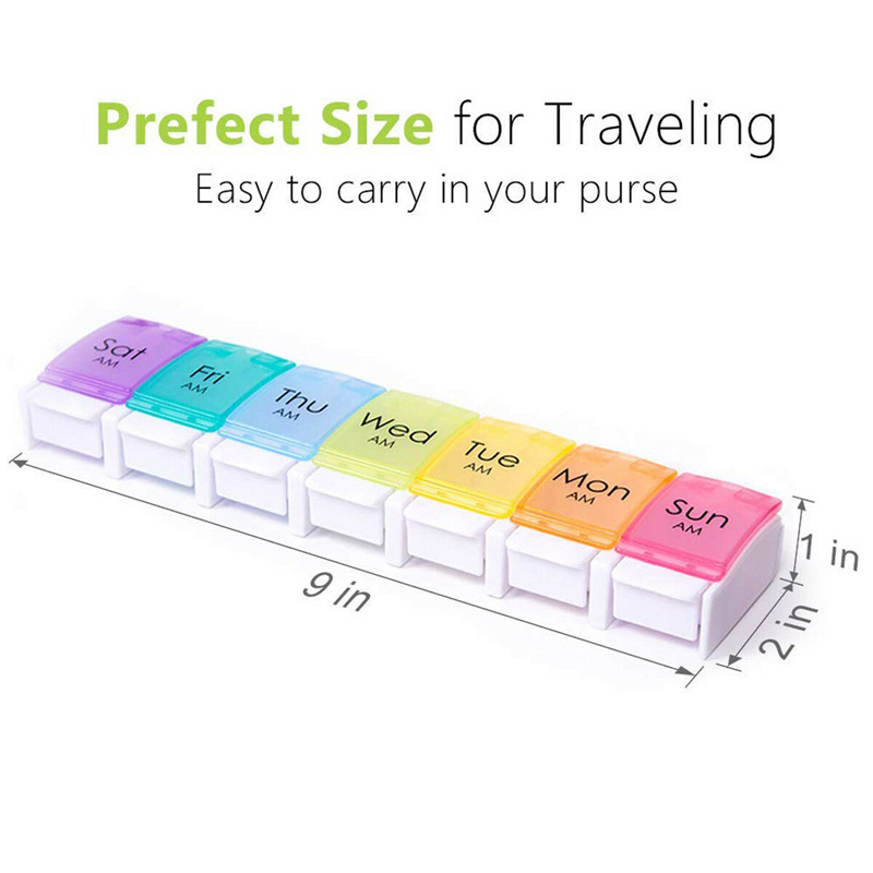 (2PCS) Pill Organizer Travel Weekly Pill Box 7 Day Portable Pill Case Daily Medicine Organizer 7 Compartments Pill Container for Vitamin Dispenser Medicine Fish Oils
