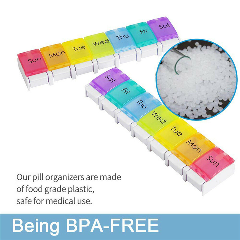 (2PCS) Pill Organizer Travel Weekly Pill Box 7 Day Portable Pill Case Daily Medicine Organizer 7 Compartments Pill Container for Vitamin Dispenser Medicine Fish Oils