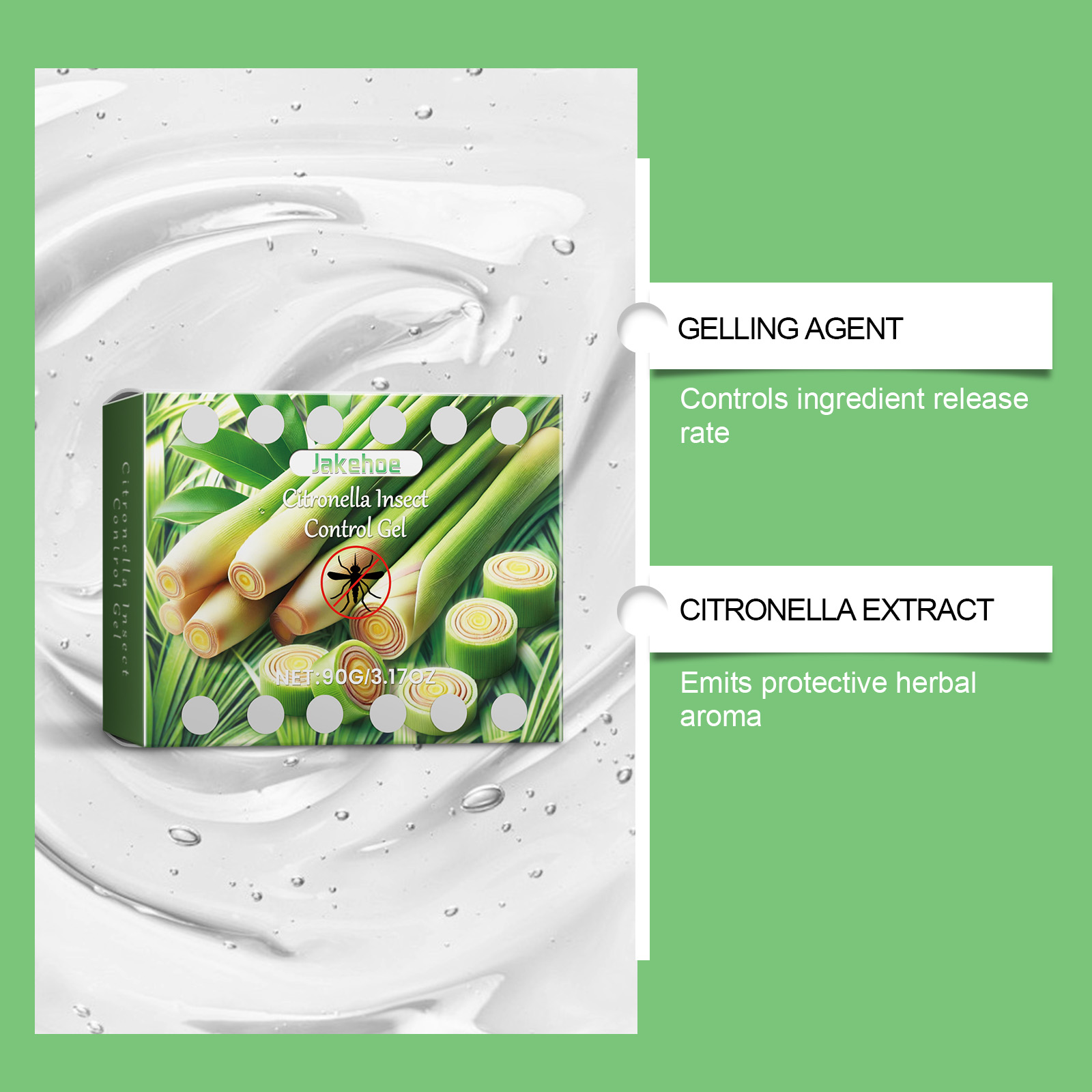 Natural Citronella Mosquito Repellent Gel Box Plant Based Formula Portable Indoor Outdoor Use Safe Gentle Mosquito Protection