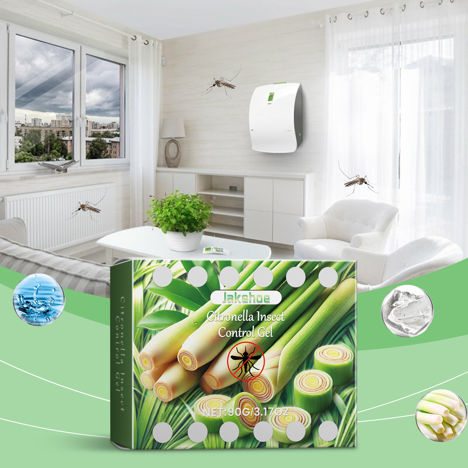 Natural Citronella Mosquito Repellent Gel Box Plant Based Formula Portable Indoor Outdoor Use Safe Gentle Mosquito Protection