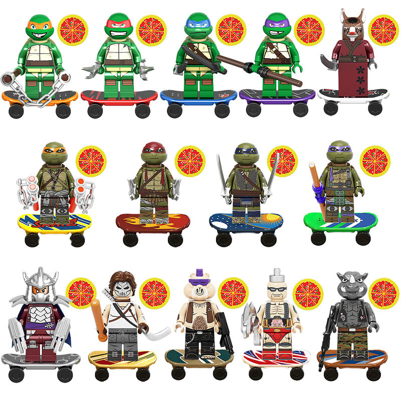 (Style A) Anime Mini Figures Toy Teenage Mutant Ninja Turtles Building Blocks Set DIY Construction Toy Display Collection Gifts for  Kids