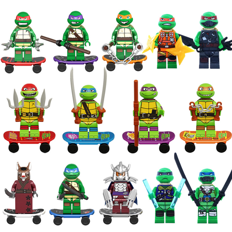 (Style A) Anime Mini Figures Toy Teenage Mutant Ninja Turtles Building Blocks Set DIY Construction Toy Display Collection Gifts for  Kids