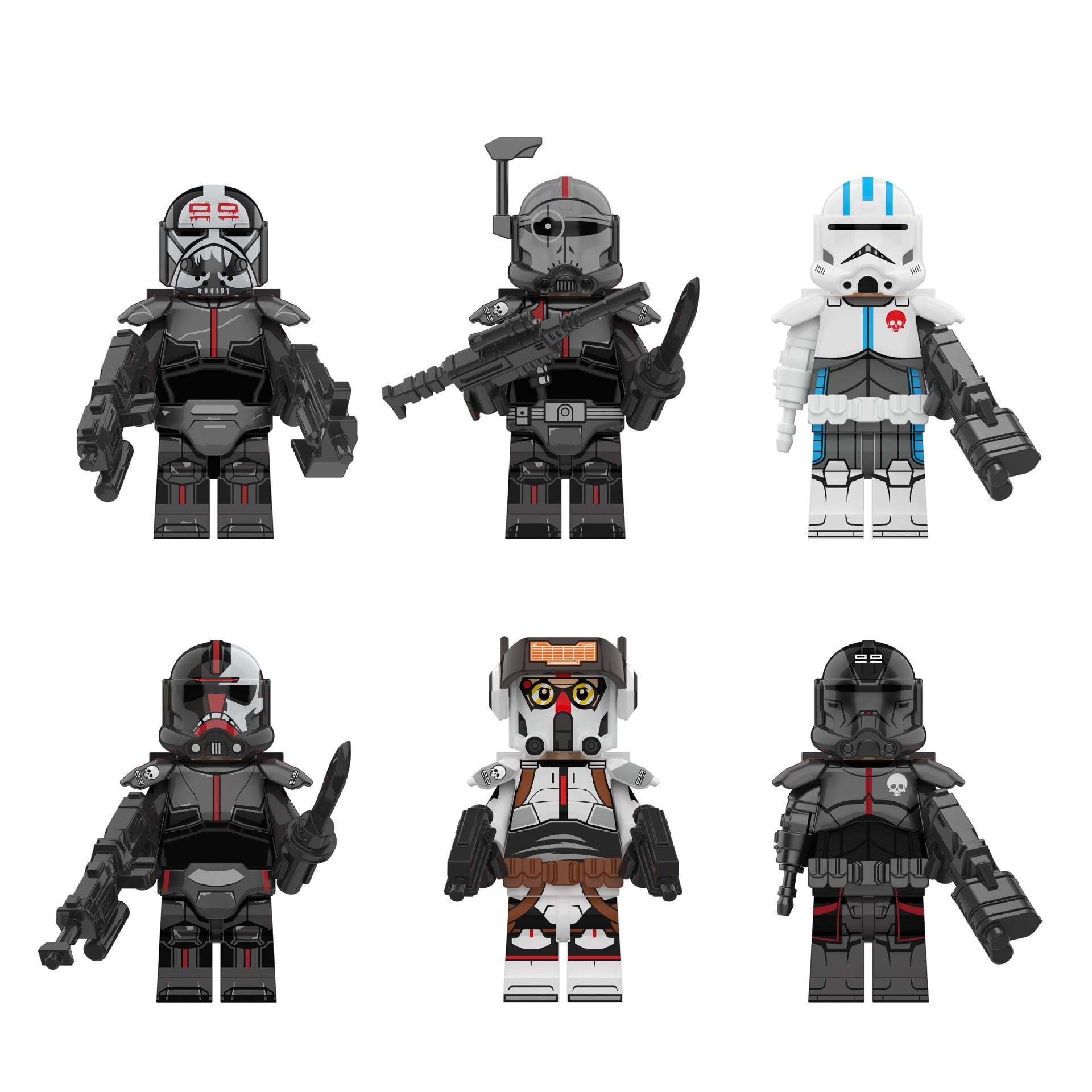 (Army D) Star War Army Mini Figures Toy Set Military Clone Soldiers Building Blocks with Weapons for Kids Strategy Play and Display Collection