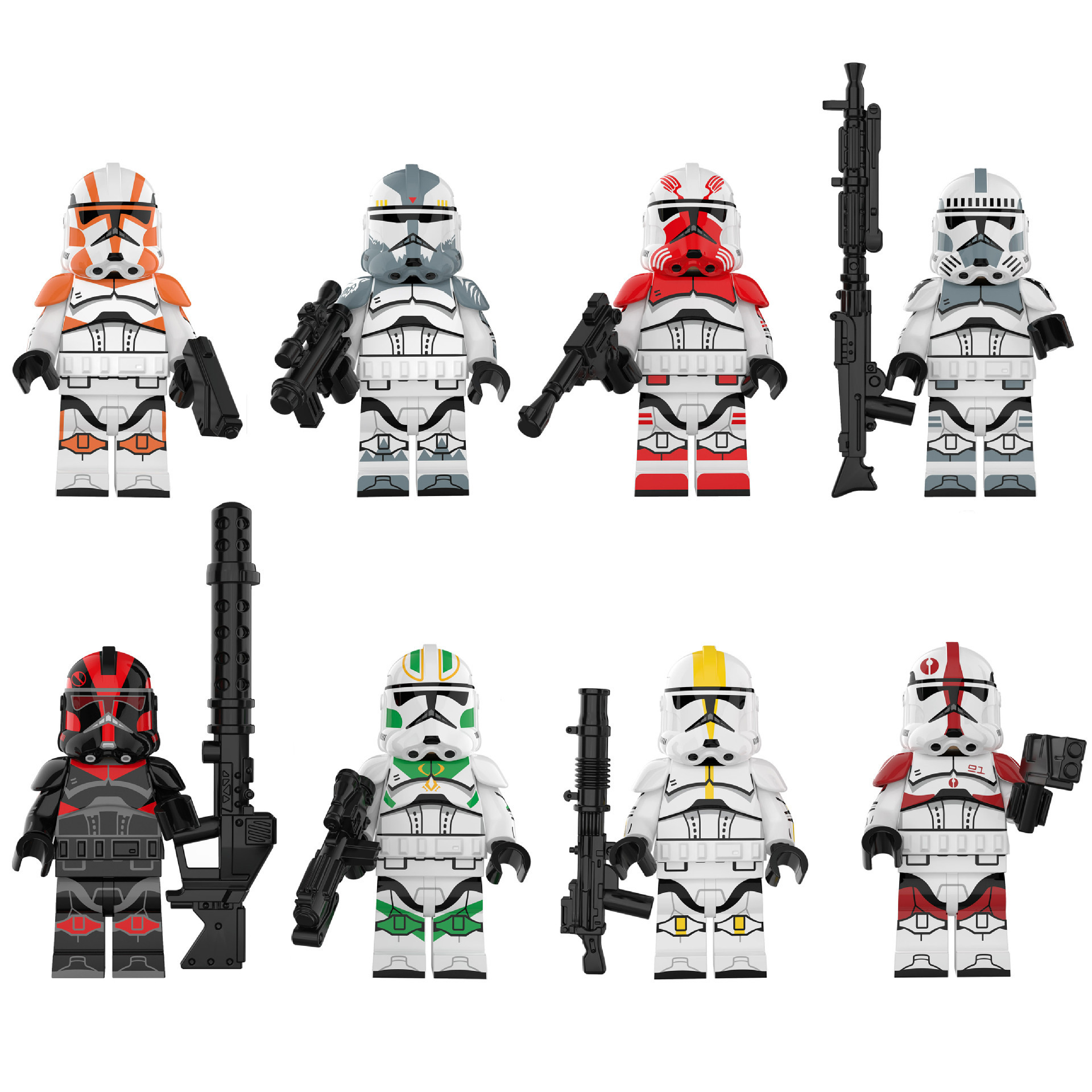 (Army D) Star War Army Mini Figures Toy Set Military Clone Soldiers Building Blocks with Weapons for Kids Strategy Play and Display Collection