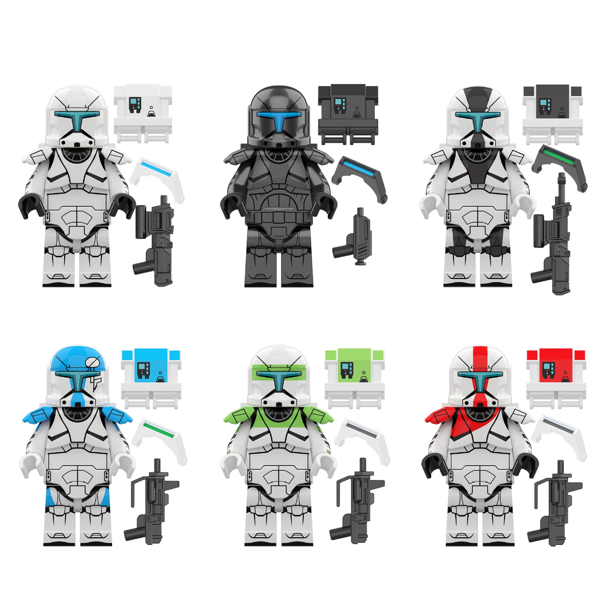 (Army D) Star War Army Mini Figures Toy Set Military Clone Soldiers Building Blocks with Weapons for Kids Strategy Play and Display Collection