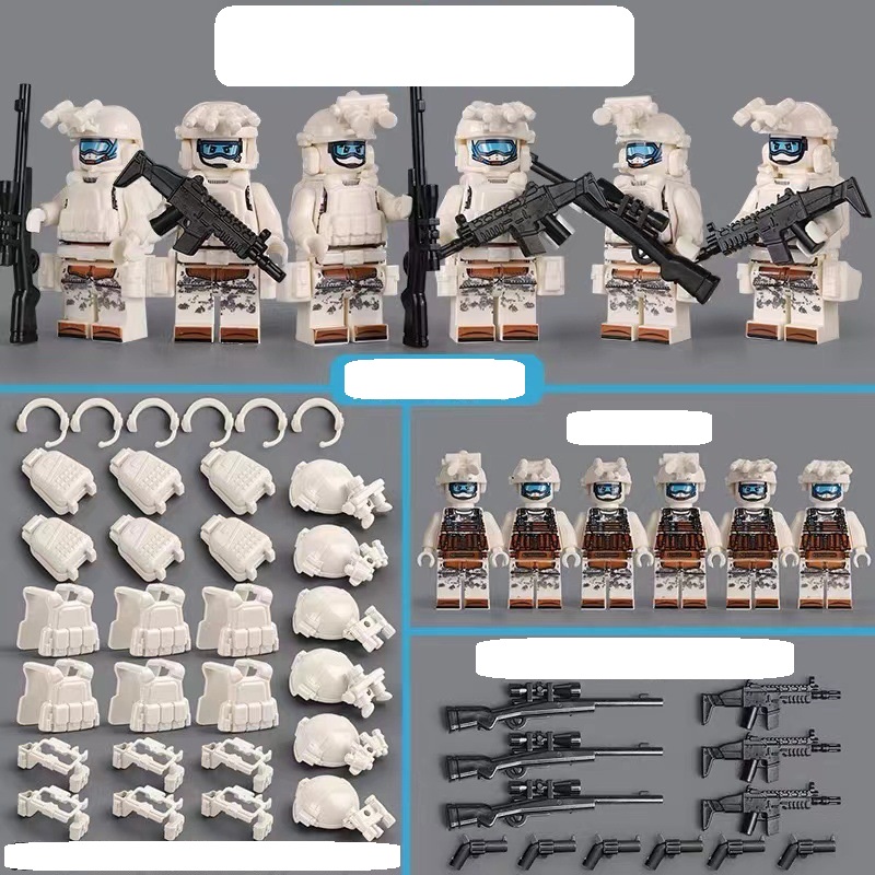 (Style B) Special Forces Mini Figures Toy Set Military SWAT Soldiers Building Blocks with Accessories for Kids Strategy Play and Display Collection
