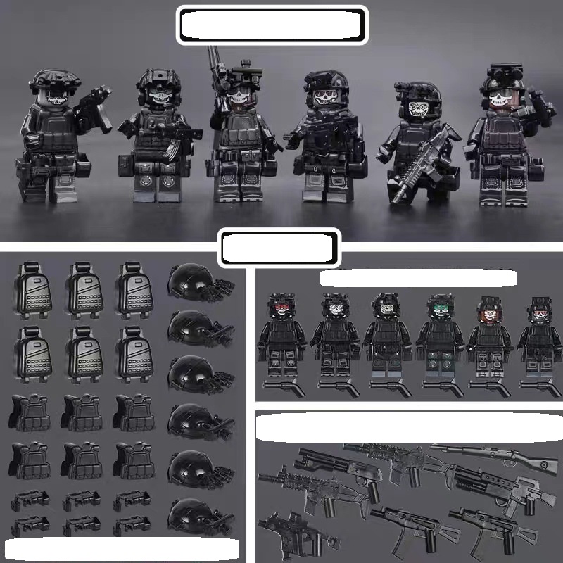 (Style B) Special Forces Mini Figures Toy Set Military SWAT Soldiers Building Blocks with Accessories for Kids Strategy Play and Display Collection