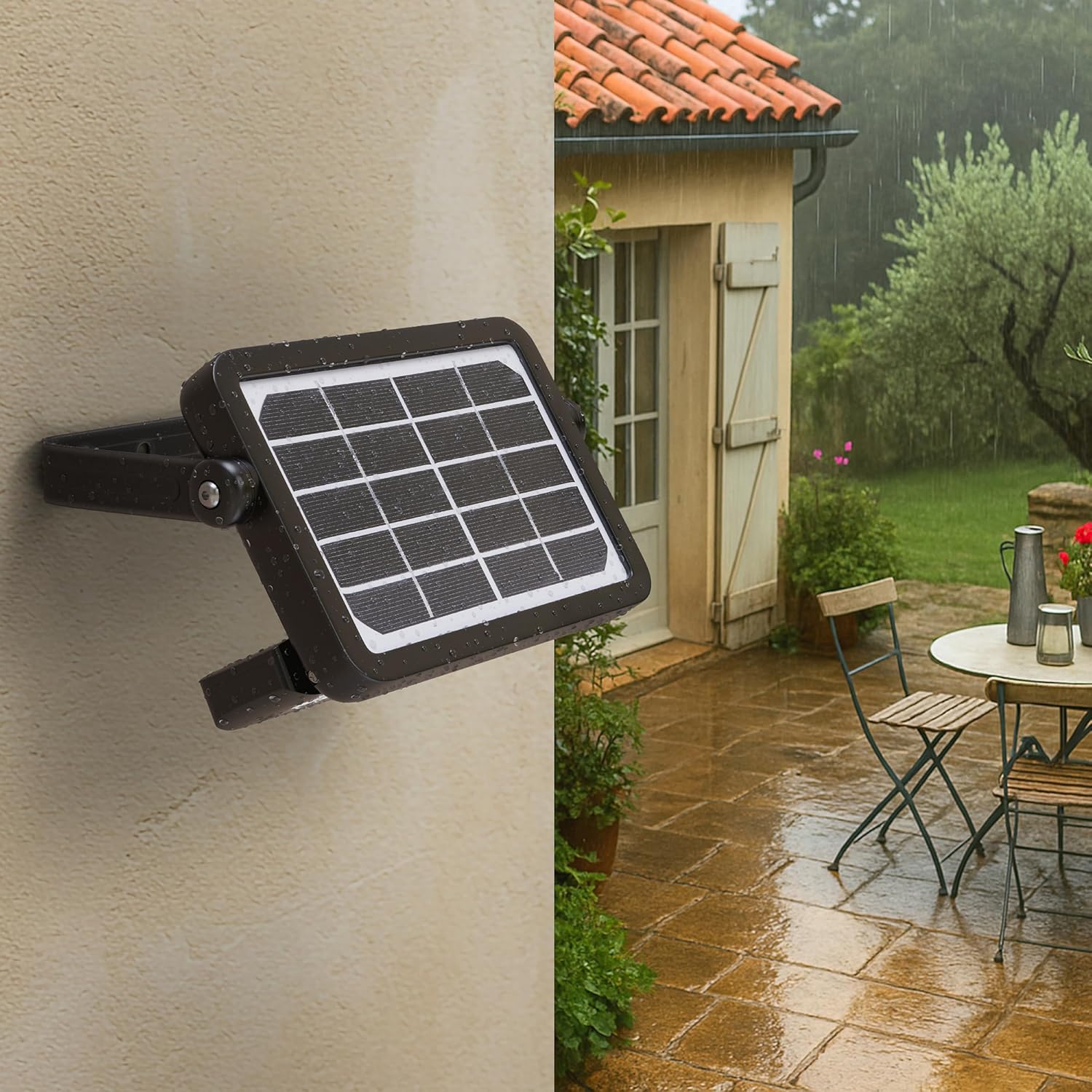 Solar Powered LED Outdoor Floodlight with PIR Motion Sensor Security Light Exterior Lighting Angular Design Adjustable Guardian Black IP65 5W 550lm 4000K