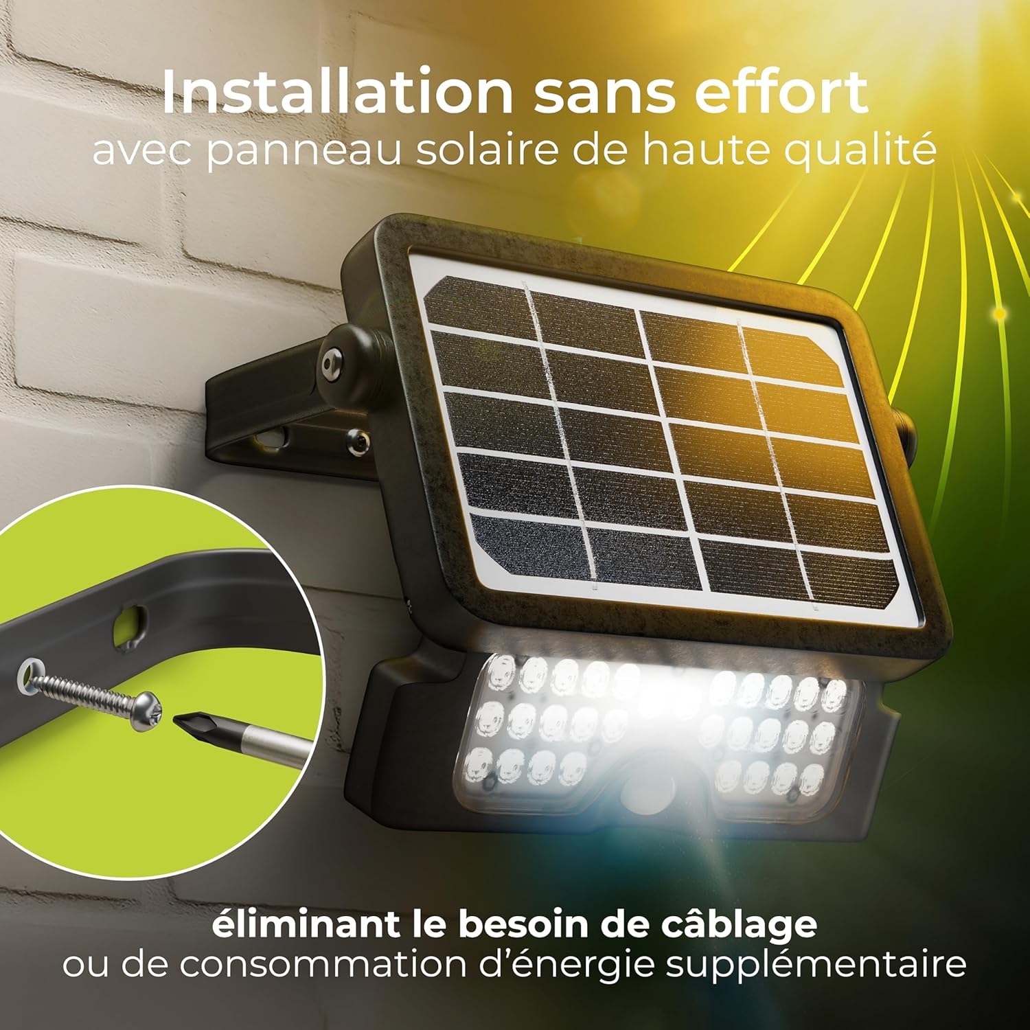 Solar Powered LED Outdoor Floodlight with PIR Motion Sensor Security Light Exterior Lighting Angular Design Adjustable Guardian Black IP65 5W 550lm 4000K