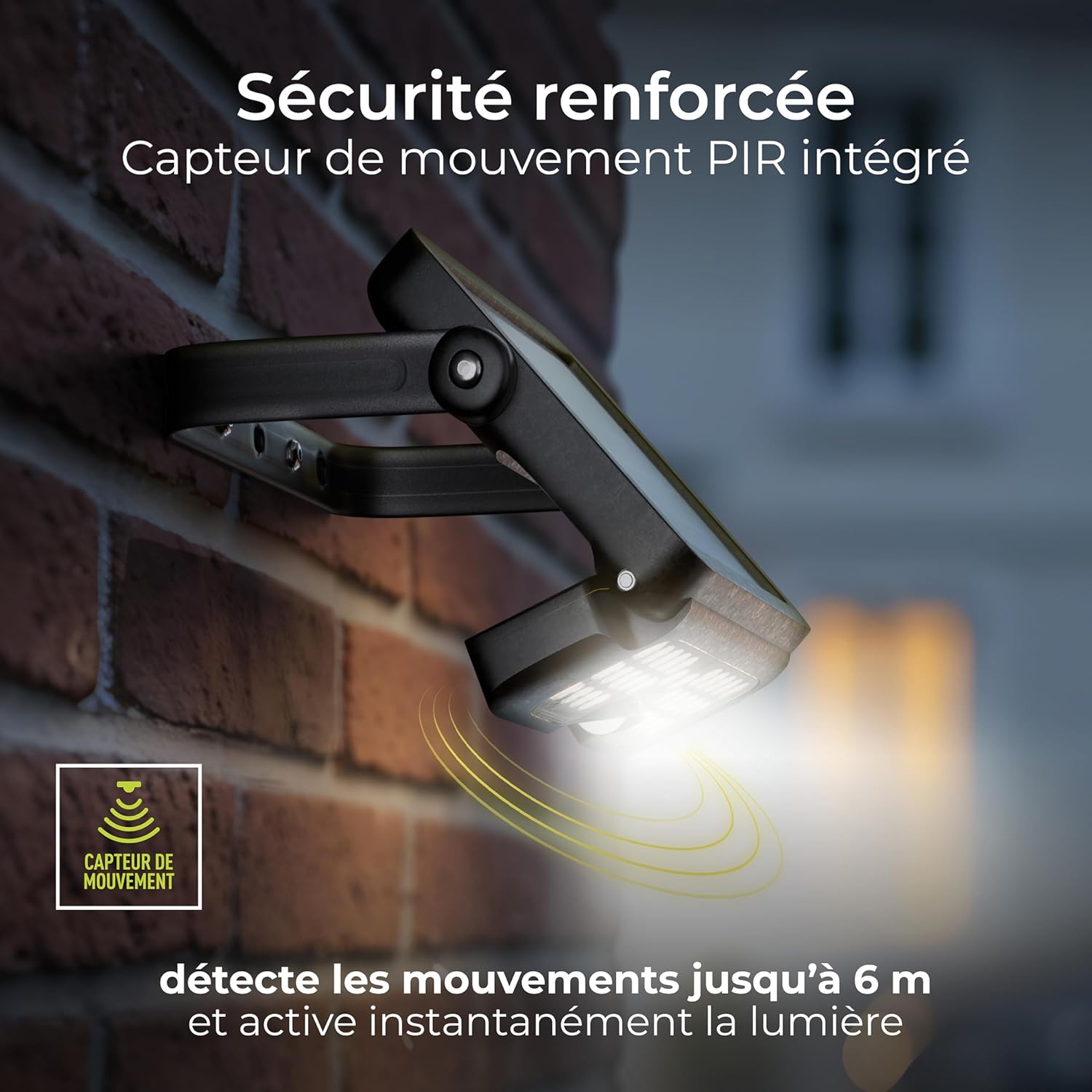 Solar Powered LED Outdoor Floodlight with PIR Motion Sensor Security Light Exterior Lighting Angular Design Adjustable Guardian Black IP65 5W 550lm 4000K