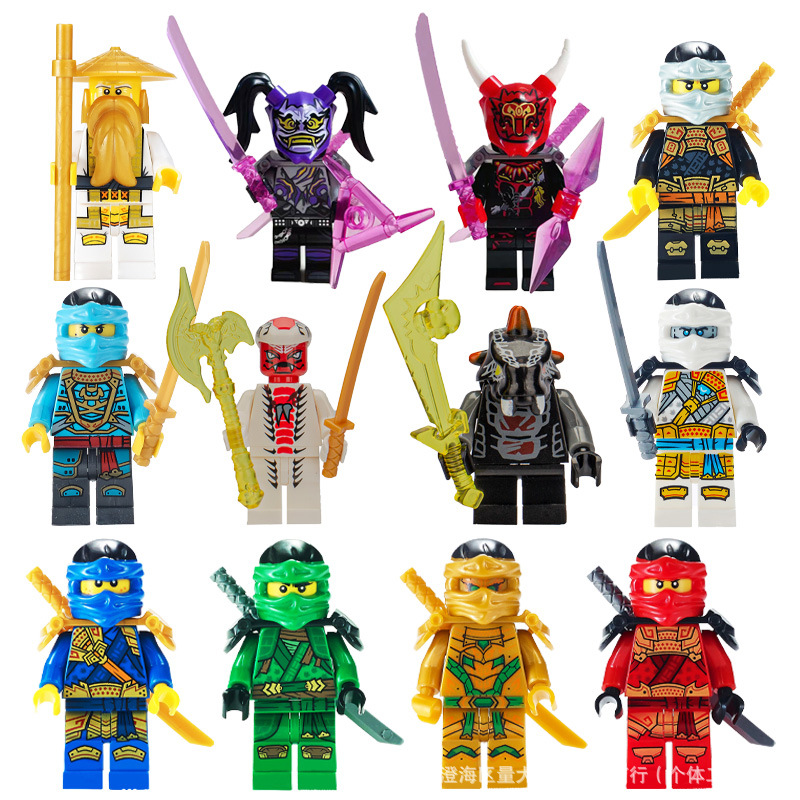 (12 PCS A) Kids Toys Ninja Building Blocks Mini Figures Children Toys Christmas Gifts Cartoon Characters Party Favors for Children
