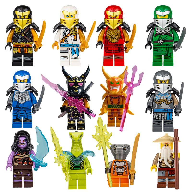 (12 PCS A) Kids Toys Ninja Building Blocks Mini Figures Children Toys Christmas Gifts Cartoon Characters Party Favors for Children