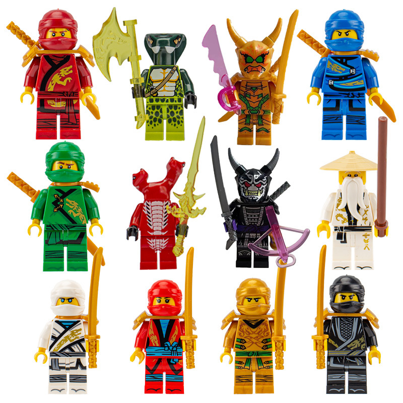 (12 PCS A) Kids Toys Ninja Building Blocks Mini Figures Children Toys Christmas Gifts Cartoon Characters Party Favors for Children