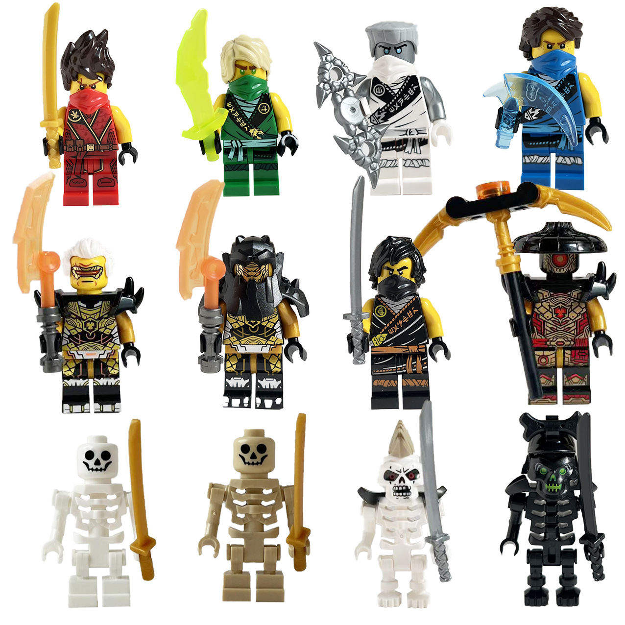(12 PCS A) Kids Toys Ninja Building Blocks Mini Figures Children Toys Christmas Gifts Cartoon Characters Party Favors for Children