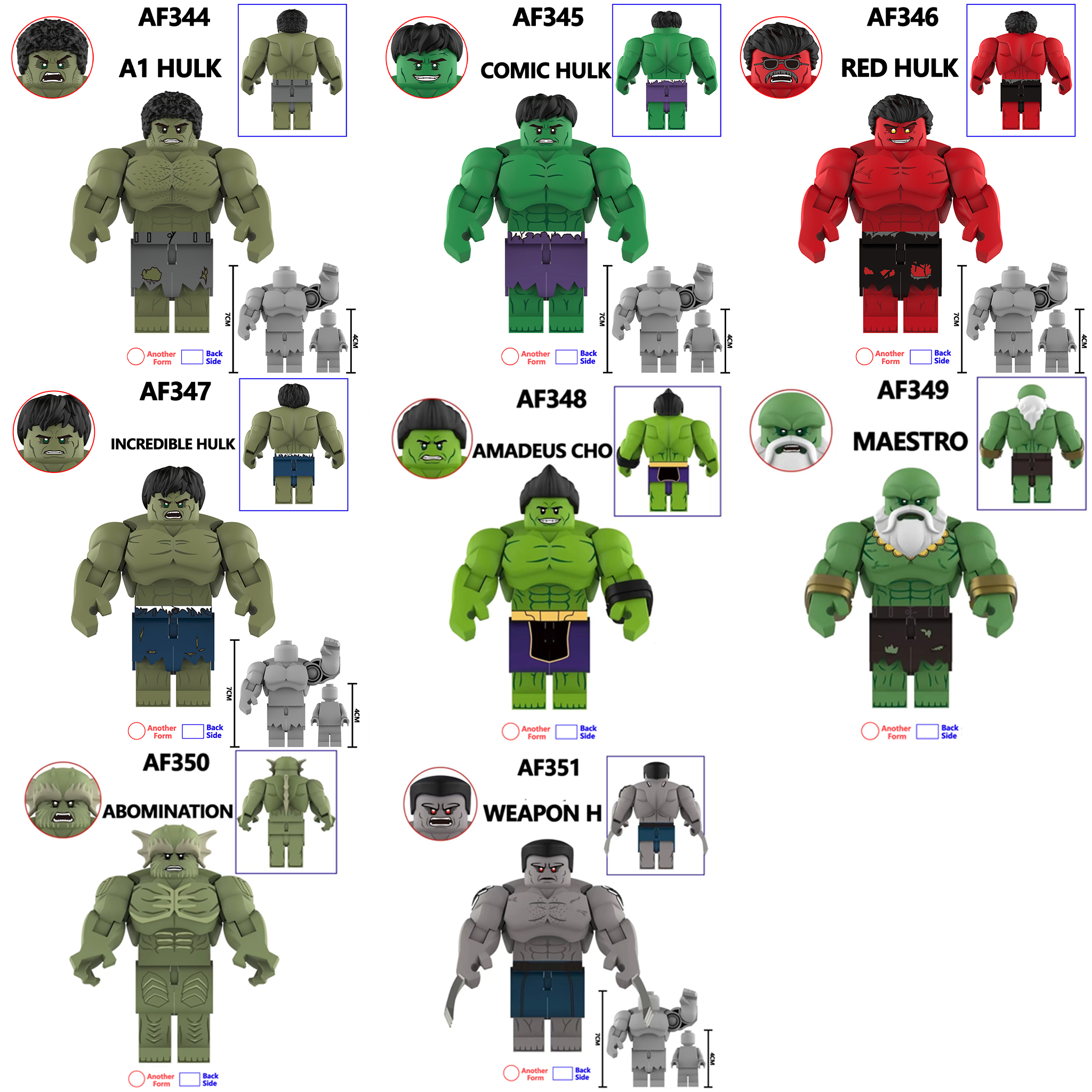 (4 pcs C) Hulk Hero Character Building Blocks Toy Classic Action Figure Hot Movie Bricks Puzzle Toys Boys For Children Gift