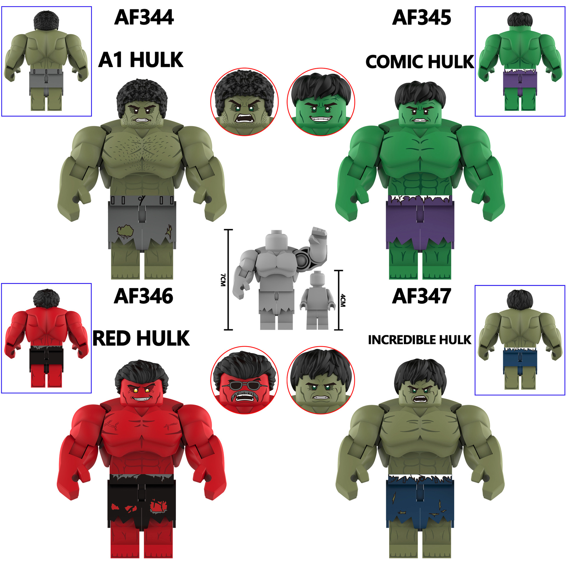 (4 pcs C) Hulk Hero Character Building Blocks Toy Classic Action Figure Hot Movie Bricks Puzzle Toys Boys For Children Gift