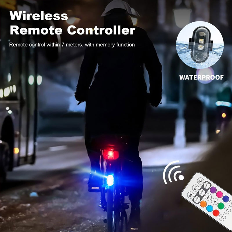 (1 PCS)  RGB Led Aircraft Strobe Light Remote Wireless Motorcycle Flash Light Warning Lights for Aircraft Airplane Helicopter Bike Car
